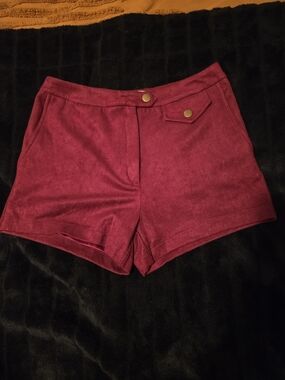Women’s High-Rise Wine Red Stretch Shorts